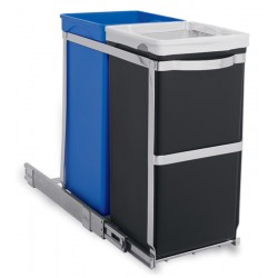 Simplehuman Afvalbak Pull-out Recycler Chrome Zwart Blauw