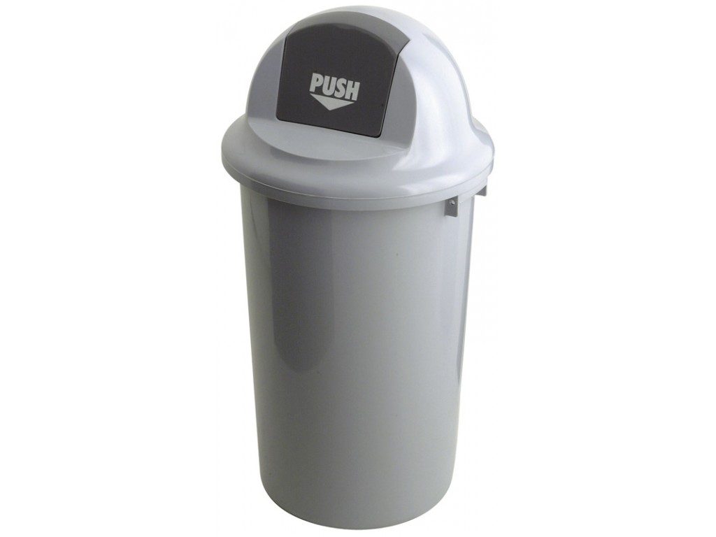 Kunststof afvalbak met kapdeksel 47 liter grijs