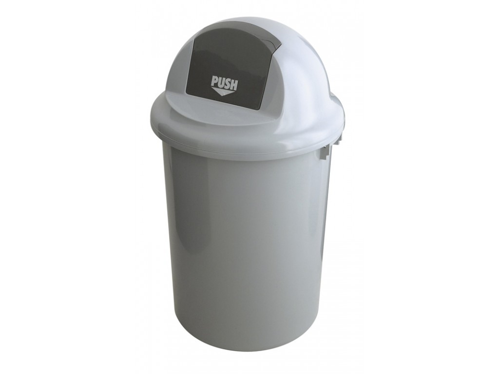 Kunststof afvalbak met kapdeksel 90 liter grijs