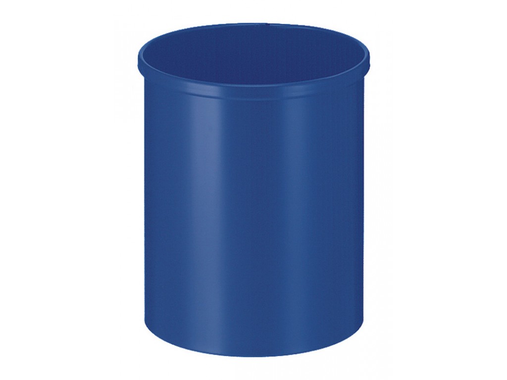 Metalen papierbak rond 15 liter blauw