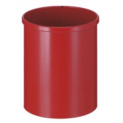 Metalen papierbak rond 15 liter rood