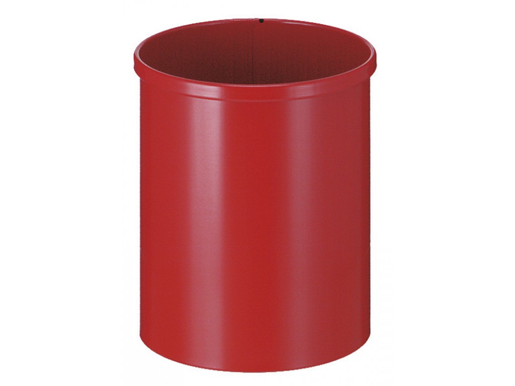 Metalen papierbak rond 15 liter rood