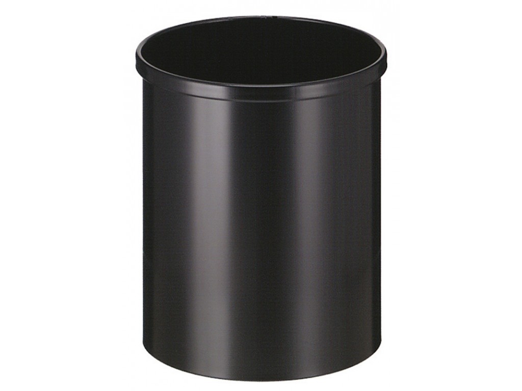 Metalen papierbak rond 15 liter zwart
