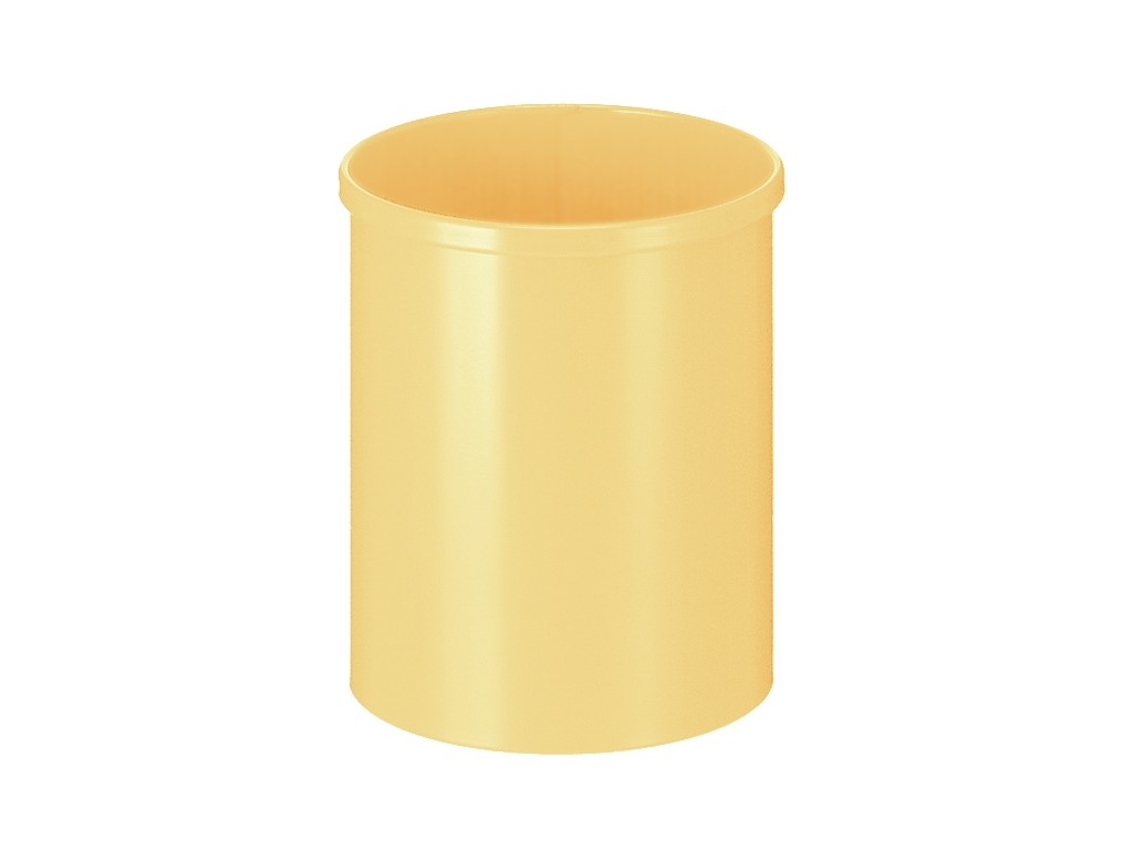 Metalen papierbak rond 15 liter geel