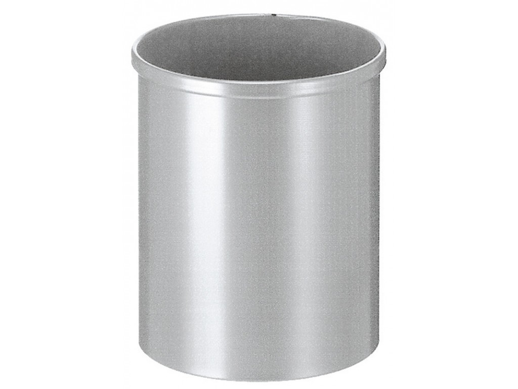 Metalen papierbak rond 15 liter zilver