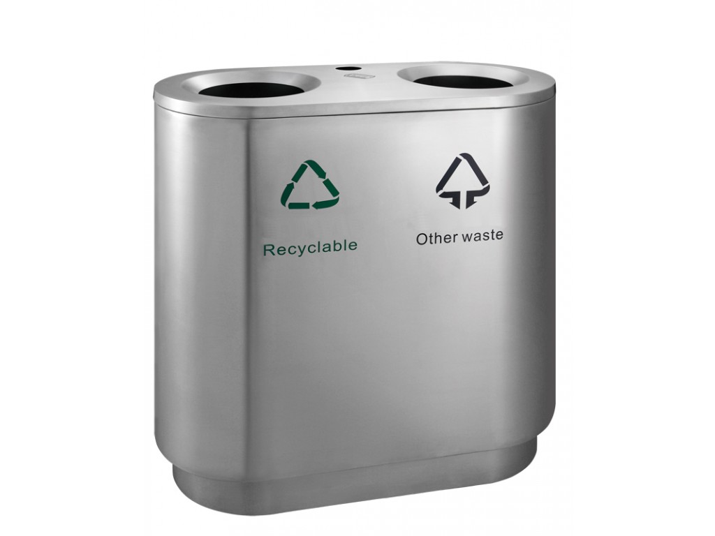 Indoor recycling afvalbak 82 liter mat RVS